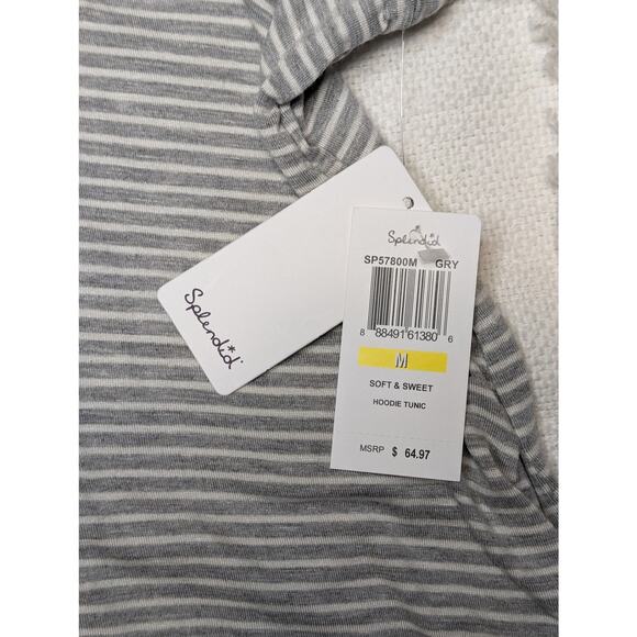 Nordstrom Splendid Hooded Striped Tunic in Grey and White - Picture 3 of 7